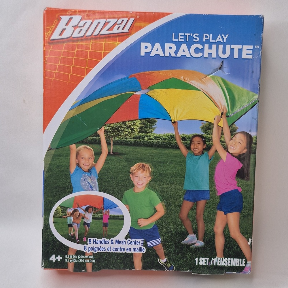Banzai Kids Let's Play Parachute Outdoor and Indoor Fun 9.8ft 8 Handles